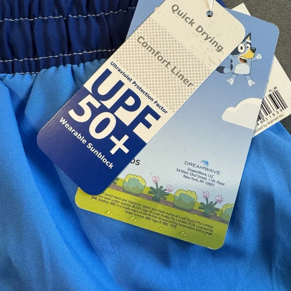 Bluey & Bingo Boys Swim Trunks Large‎ 10/12 UPF-50+ NWT